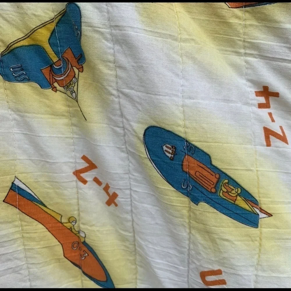 Handmade Vintage German Submarine Blanket Kids Z-4 U-2 Uboat Quilt